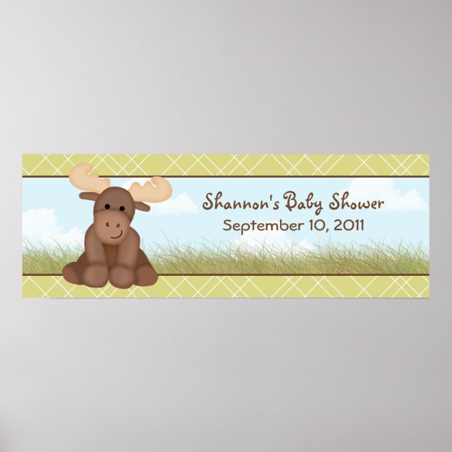 Póster Banner de Baby Shower de Baby Moose (Frente)