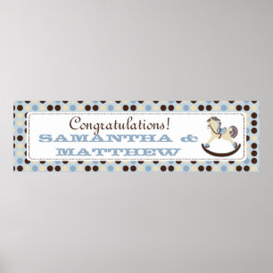Póster Banner de Baby Shower de caballos de Rockking Azul