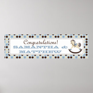 Póster Banner de Baby Shower de caballos de Rockking Azul
