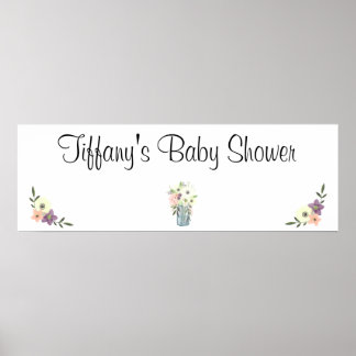 Póster Banner de Baby Shower de color acuático Mason Jar