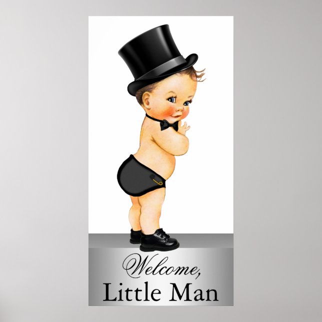 Póster Banner de Baby Shower de Cute Little Man (Frente)