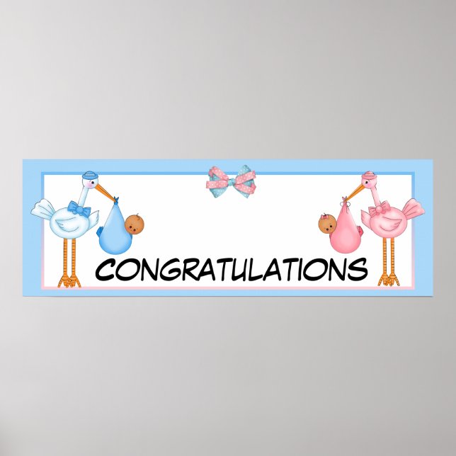 Póster Banner de Baby Shower de Gemelos Africanos (Frente)