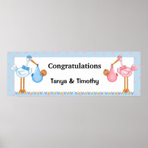 Póster Banner de Baby Shower de Gemelos Africanos