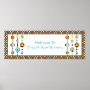 Póster Banner de Baby Shower de Jungle Tales Polka Dot