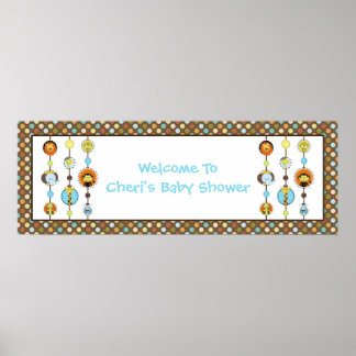 Póster Banner de Baby Shower de Jungle Tales Polka Dot