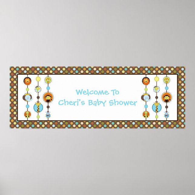 Póster Banner de Baby Shower de Jungle Tales Polka Dot (Frente)