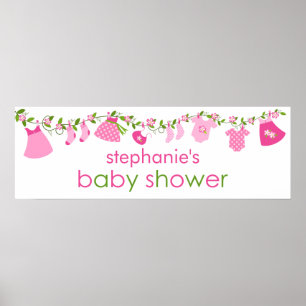 Póster Banner de Baby Shower de la línea roja de ropa par