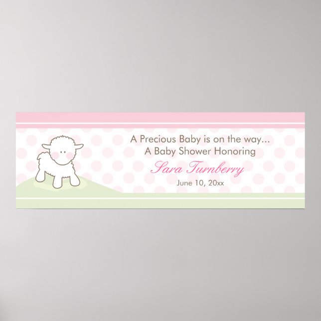 Póster Banner de Baby Shower de Little Lamb | CHICA (Frente)