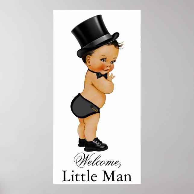 Póster Banner de Baby Shower de Little Man (Frente)