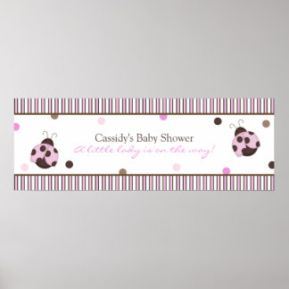 Póster Banner de Baby Shower de Mod Ladybug