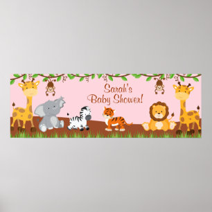 Póster Banner de Baby Shower del Chica de animales de la