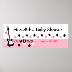 Póster Banner de Baby Shower del Personalizado de guitarr