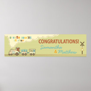 Póster Banner de Baby Shower en el tren Choo Choo