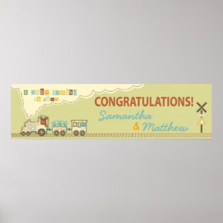 Póster Banner de Baby Shower en el tren Choo Choo