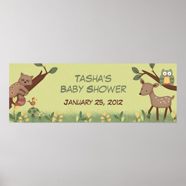 Póster Banner de Baby Shower forestal encantado (Frente)