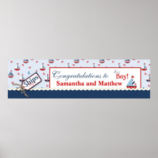 Póster Banner de Baby Shower Nautical