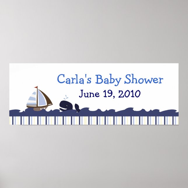 Póster Banner de Baby Shower personalizado de Ahoy Mate W (Frente)