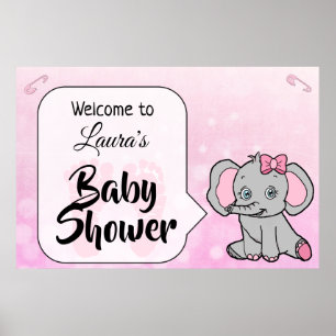 Póster Banner de Baby Shower sobre el tema del Elefante d