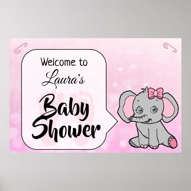 Póster Banner de Baby Shower sobre el tema del Elefante d (Frente)