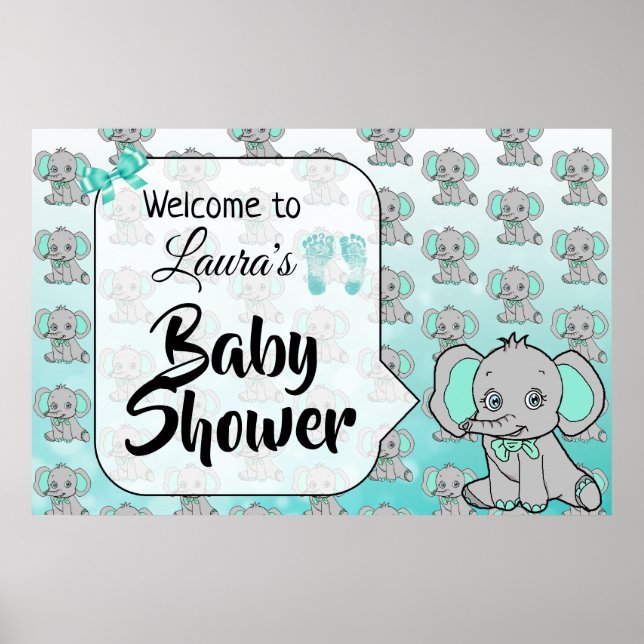 Póster Banner de Baby Shower sobre el tema del Elefante d (Frente)