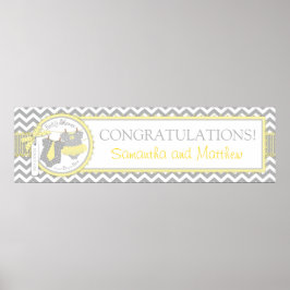 Póster Banner de Baby Shower Twins Tie Tutu Chevron