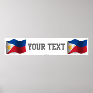 Póster Banner de bandera de Filipinas ondeando
