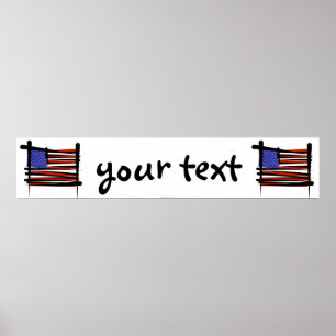 Póster Banner de bandera de pincel de Estados Unidos