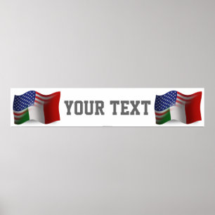 Póster Banner de bandera ondulante italiano-estadounidens