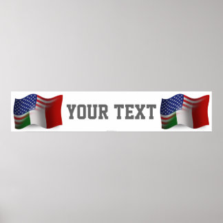 Póster Banner de bandera ondulante italiano-estadounidens
