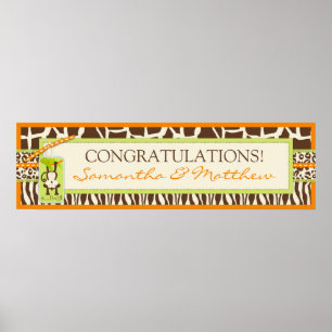 Póster Banner de bebé de Safari Monkey & Pacifier para la