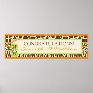 Póster Banner de bebé de Safari Monkey & Pacifier para la