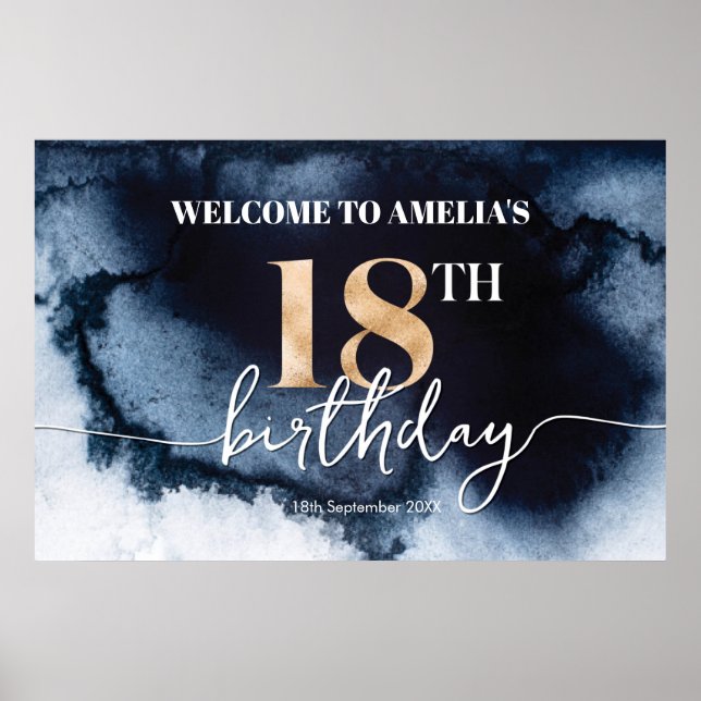 Póster Banner de bienvenida de 18 años de Black Ink Water (Frente)