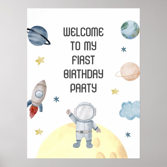 Póster Banner de bienvenida del espacio exterior (Frente)