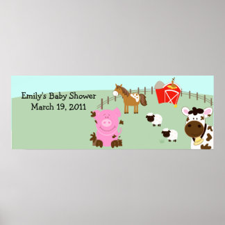 Póster Banner de cumpleaños Barnyard Barn Yard para bebés