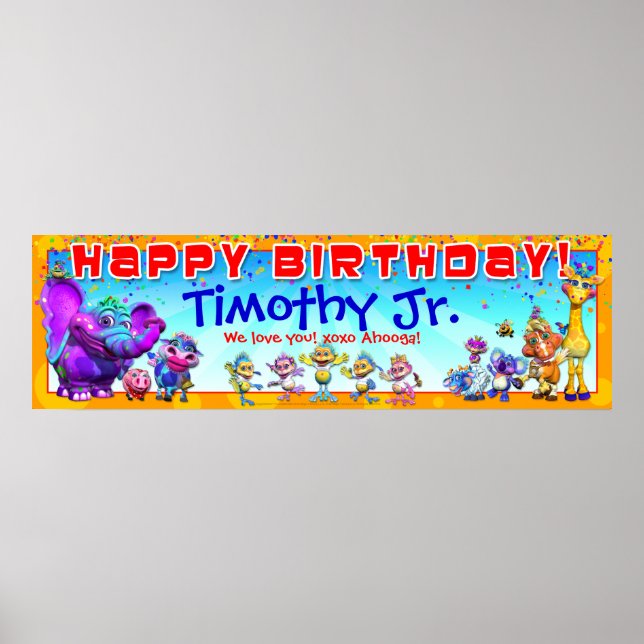 Póster Banner de cumpleaños de 40"x12" GiggleBellies (Frente)