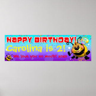 Póster Banner de cumpleaños de 40"x12" GiggleBellies BeeW