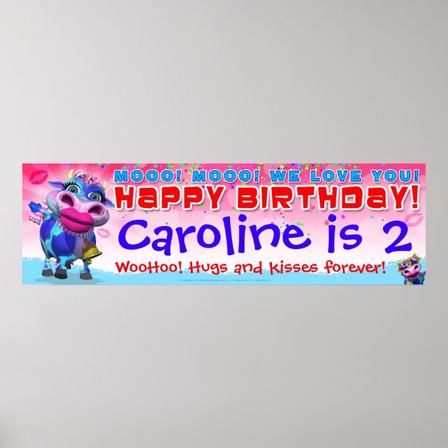 Póster Banner de cumpleaños de 40"x12 " GiggleBellies Kis (Frente)