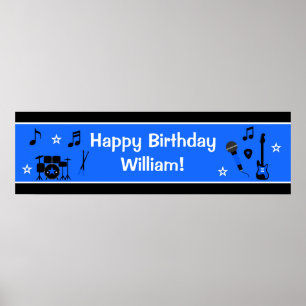 Póster Banner de cumpleaños de Rock Star Boy 40x12