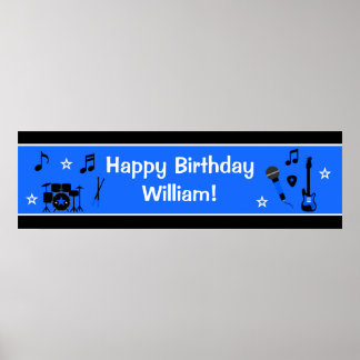Póster Banner de cumpleaños de Rock Star Boy 40x12
