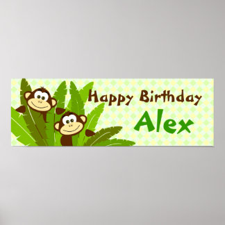 Póster Banner de Fiesta de monos