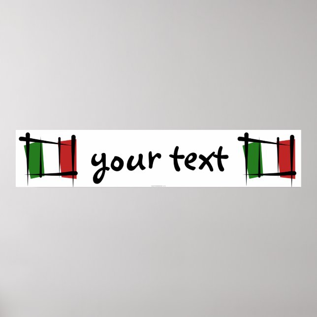 Póster Banner de la bandera de pincel de Italia (Frente)