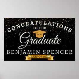 Póster Banner de la celebración de la graduación en negro