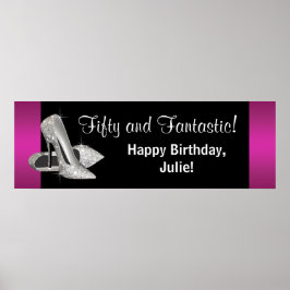 Póster Banner de la fiesta de cumpleaños de alto tacón Pu