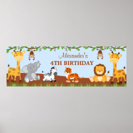 Póster Banner de la fiesta de cumpleaños de animales de l