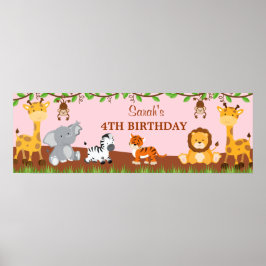 Póster Banner de la fiesta de cumpleaños de animales de l