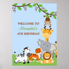 Póster Banner de la fiesta de cumpleaños de animales de l