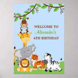 Póster Banner de la fiesta de cumpleaños de animales de l