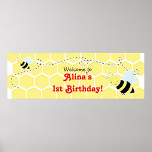 Póster Banner de la fiesta de cumpleaños de Bumble Bee Ba