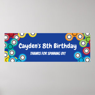 Póster Banner de la fiesta de cumpleaños de Fidget Spinne