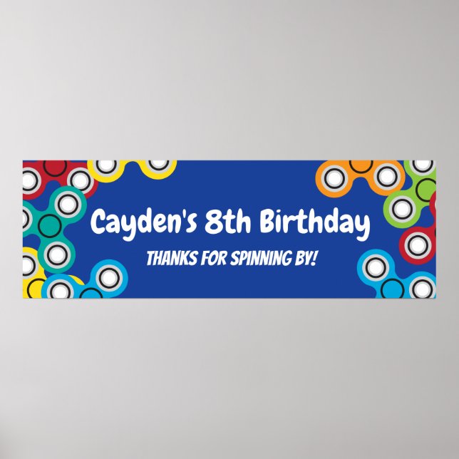 Póster Banner de la fiesta de cumpleaños de Fidget Spinne (Frente)